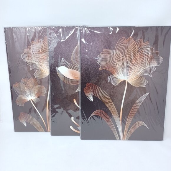 3-Piece Canvas Floral Wall Art Set | 12" x 16" Each | Brown Flower Print - Picture 5 of 5